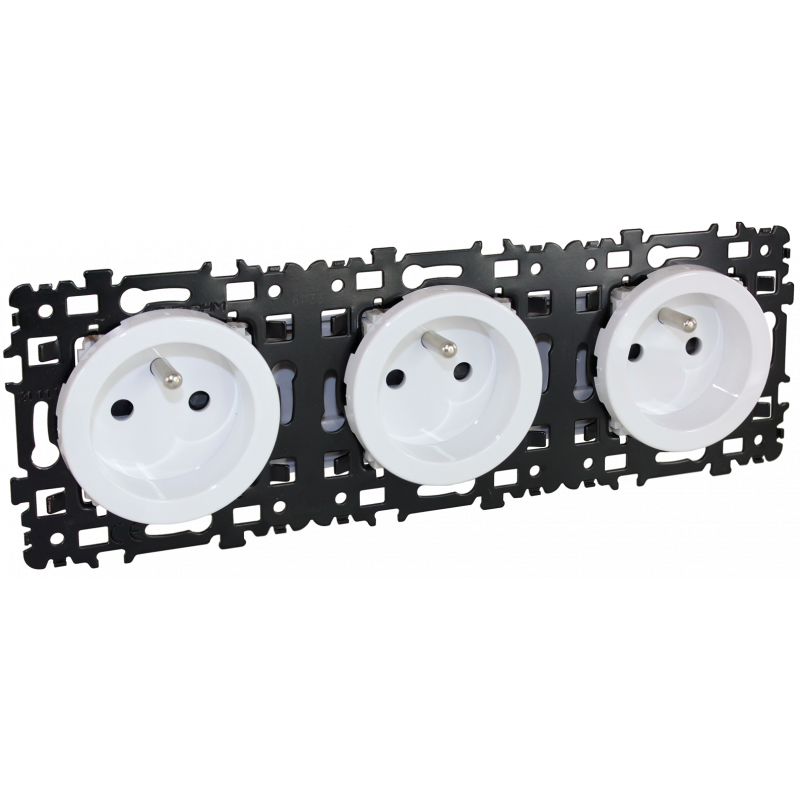 Mécanismes SQUARE Triple prise 2P+T précablée - EUROHM