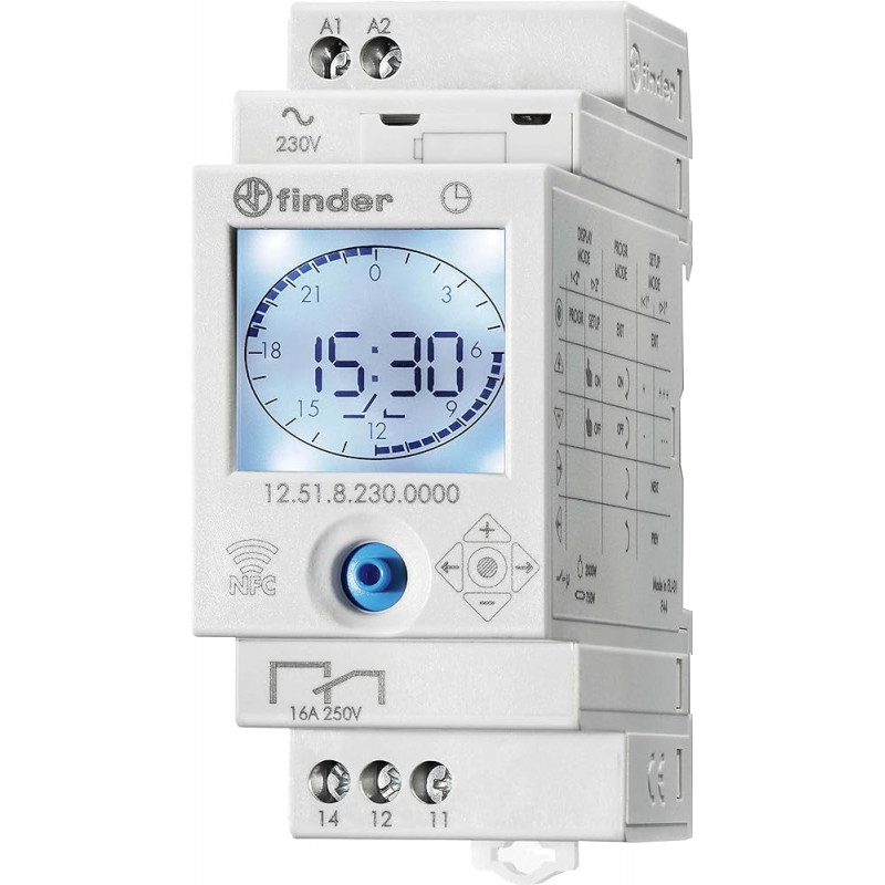 Appareillages modulaire Type 12.51 Interrupteur horaire hebdomadaire NFC 16 A - FINDER