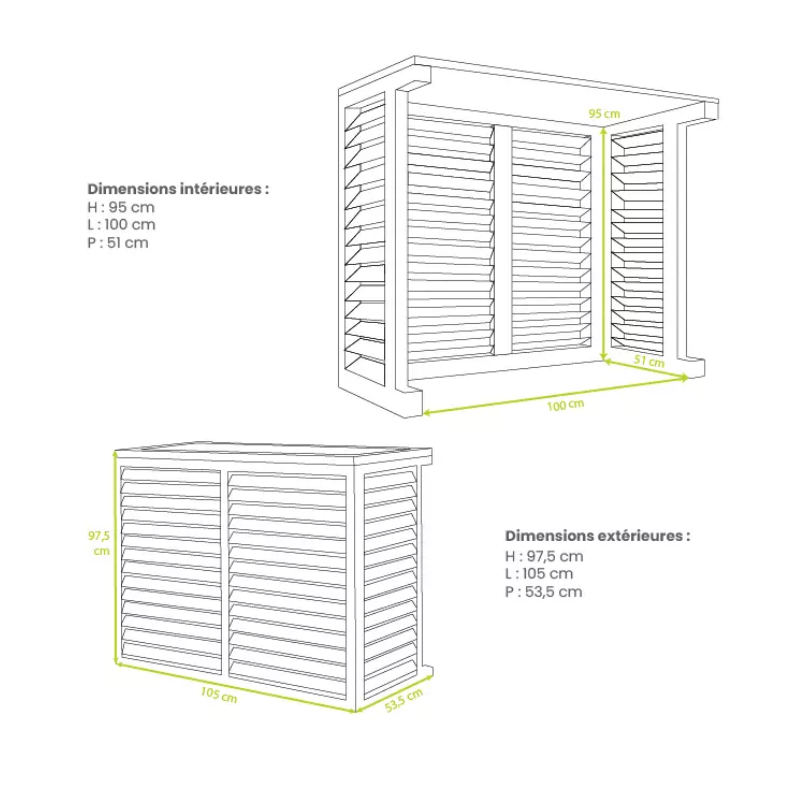 Caches unités extérieures Clim & PAC Cache Clim/PAC en bois taille L - DECOCLIM
