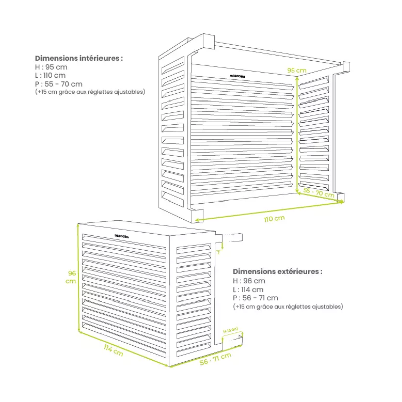 Caches unités extérieures Clim & PAC Cache Clim/PAC en métal blanc taille L - DECOCLIM