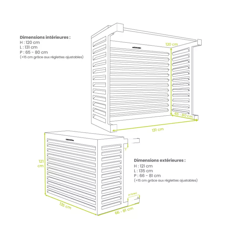 Caches unités extérieures Clim & PAC Cache Clim/PAC en métal blanc crème taille XL - DECOCLIM