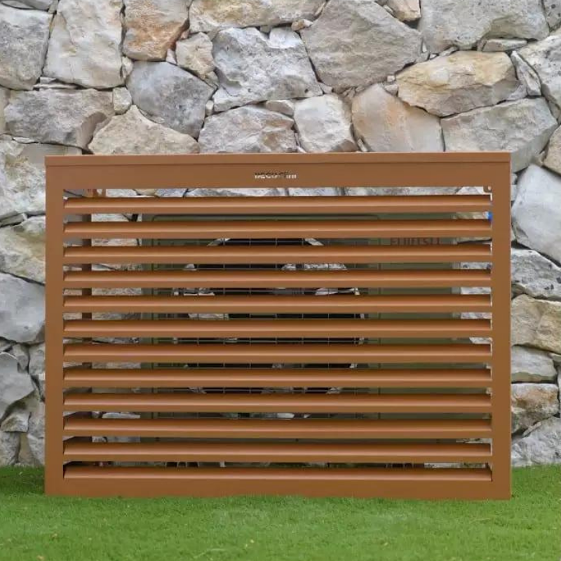 Caches unités extérieures Clim & PAC Cache Clim/PAC en métal Brun argile taille S - DECOCLIM