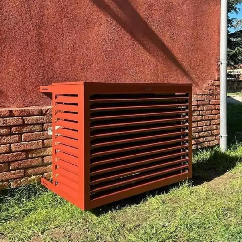 Caches unités extérieures Clim & PAC Cache Clim/PAC en métal Brun rouge taille S - DECOCLIM