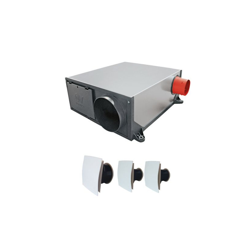 VMC simple flux hygro PLATT - Kit VMC simple flux hygrovariable extra-plate + bouches desing - VORTICE