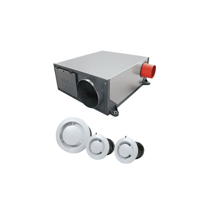 VMC simple flux hygro PLATT - Kit VMC simple flux hygrovariable extra-plate + bouches - VORTICE