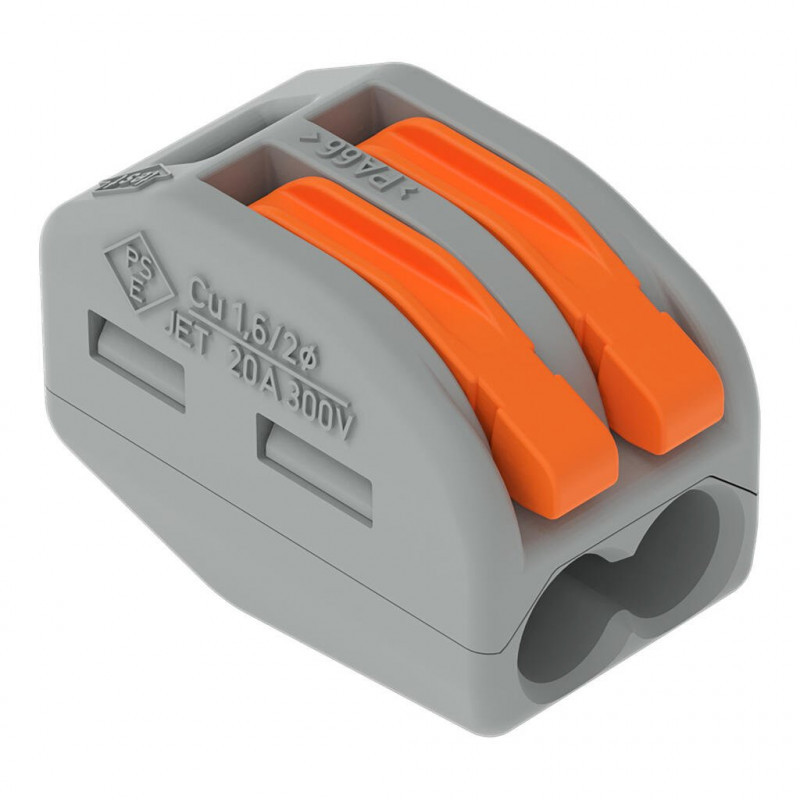 Bornes de connexion WAGO Borne WAGO 222 2x4mm² à leviers souple & rigide - Boite de 50 - WAGO