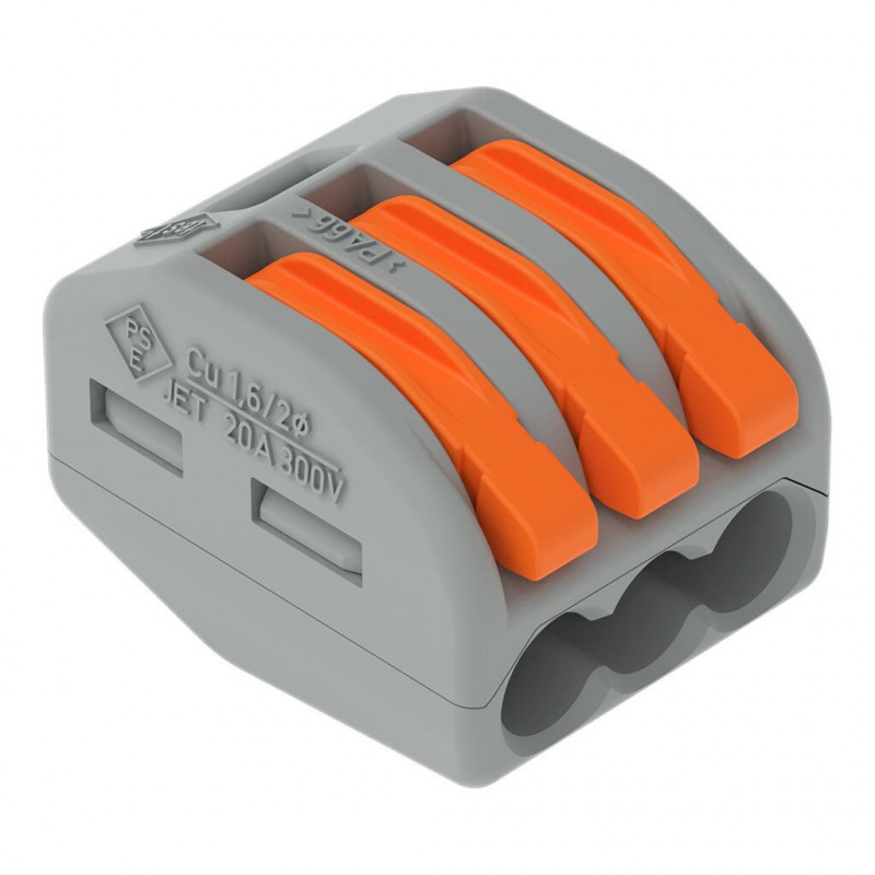 Bornes de connexion WAGO Borne WAGO 222 3x4mm² à leviers souple & rigide - Boite de 50 - WAGO