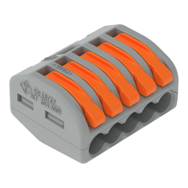 Bornes de connexion WAGO Borne WAGO 222 5x4mm² à leviers souple & rigide - Boite de 40 - WAGO