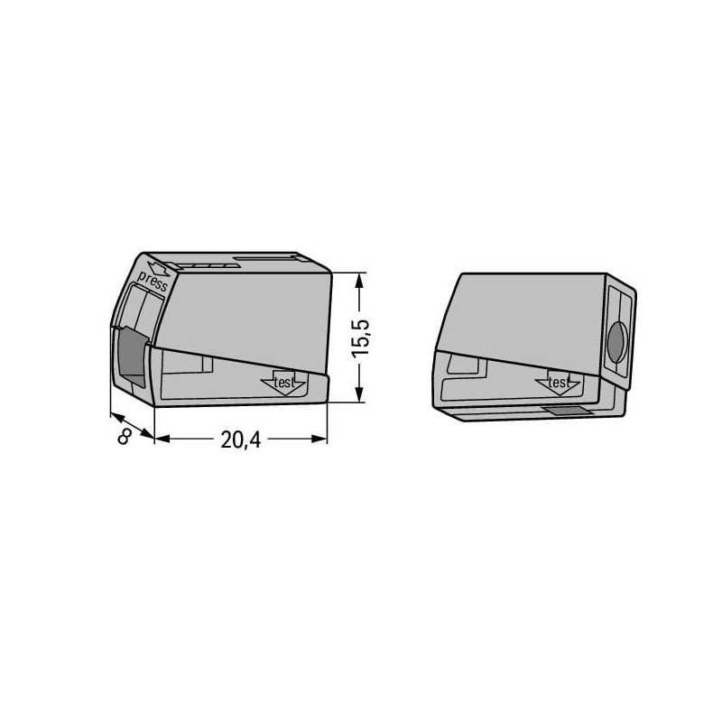 Bornes de connexion WAGO Borne pour luminaires 2,5 mm² - 1 rigide/- 1 souple Gris - Boite de 100 - WAGO