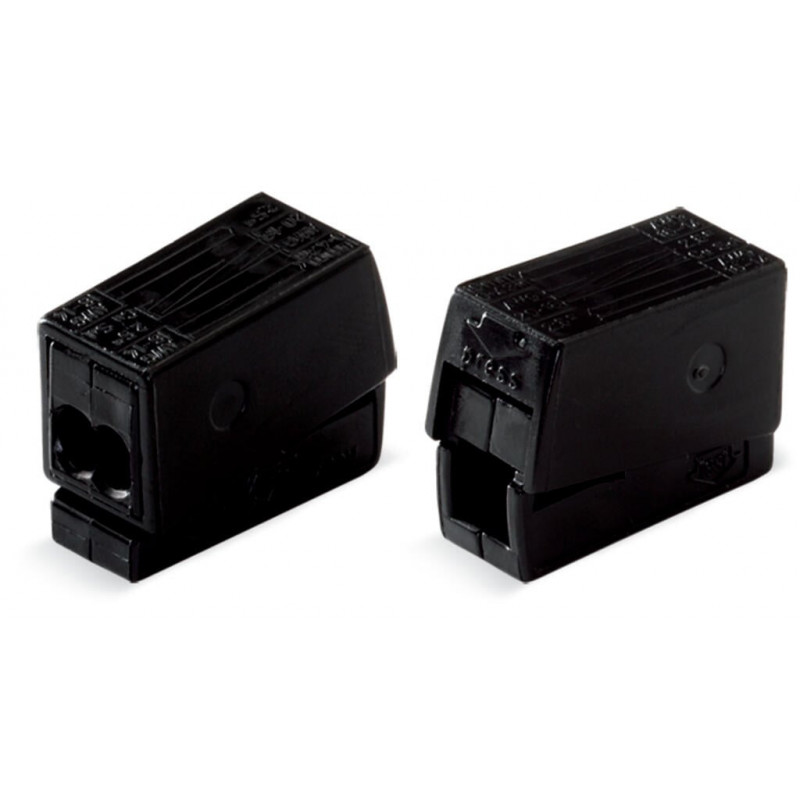 Bornes de connexion WAGO Borne pour luminaires 2,5 mm² / 2 rigides - 1 souple / 120°C / Noir - Boite de 100 - WAGO
