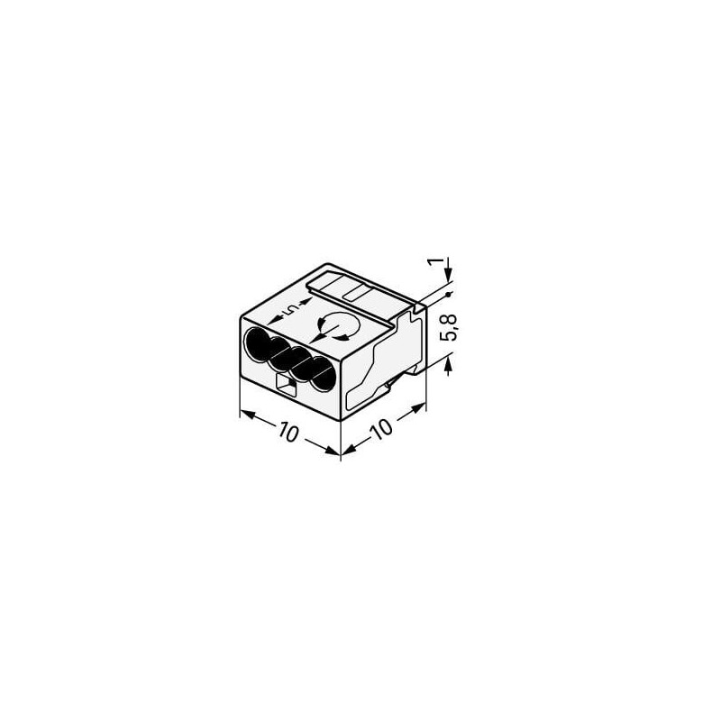 Bornes de connexion WAGO Borne micro pour boîte de dérivation 4 conducteurs / 0,4-0,5 mm / Transparent - Boite de 100 - WAGO
