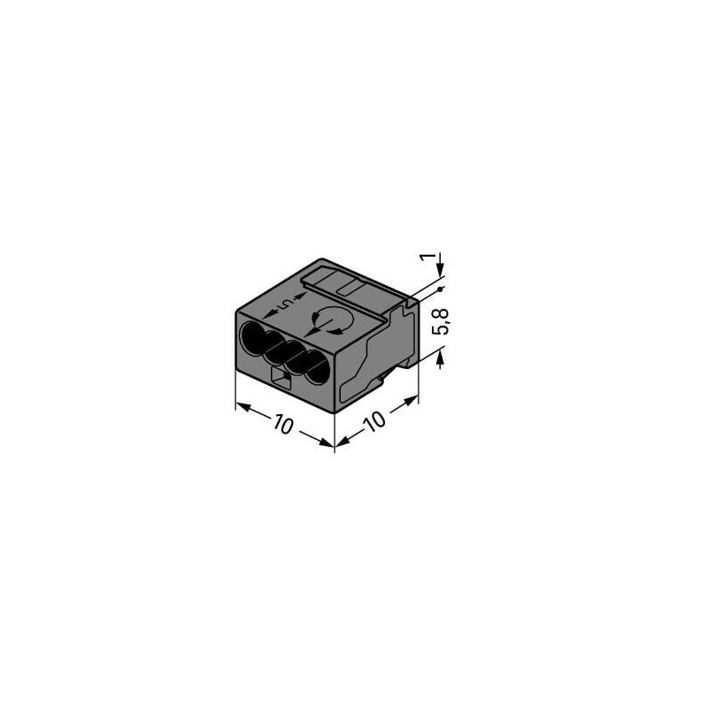 Bornes de connexion WAGO Borne micro pour boîte de dérivation 4 conducteurs / Gris foncé - Boite de 100 - WAGO