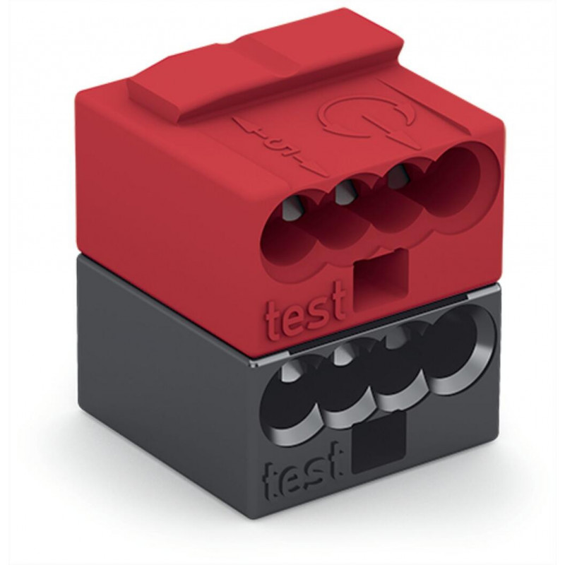 Bornes de connexion WAGO Connecteur femelle pour 4 conducteurs PUSH WIRE® Gris foncé et Rouge - Boite de 50 - WAGO