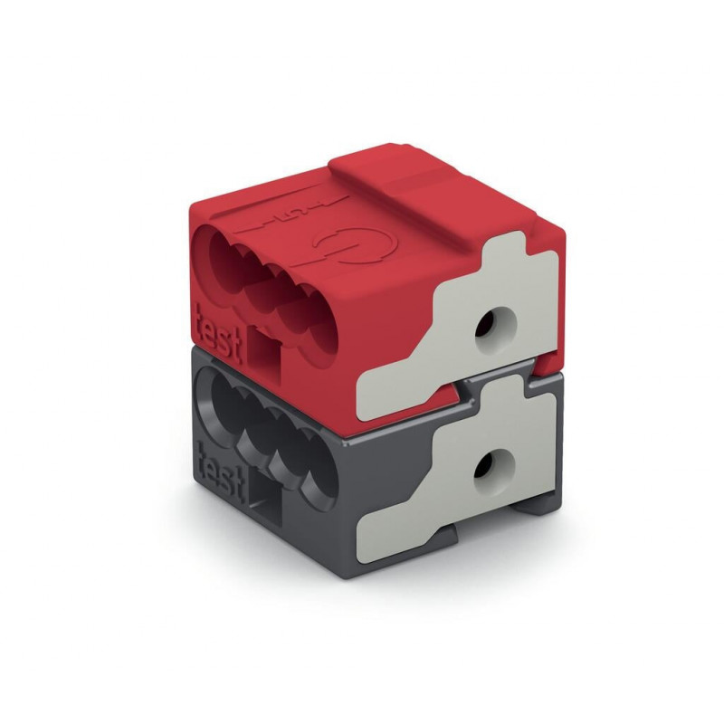 Bornes de connexion WAGO Connecteur femelle pour 4 conducteurs PUSH WIRE® Gris foncé et Rouge - Boite de 50 - WAGO