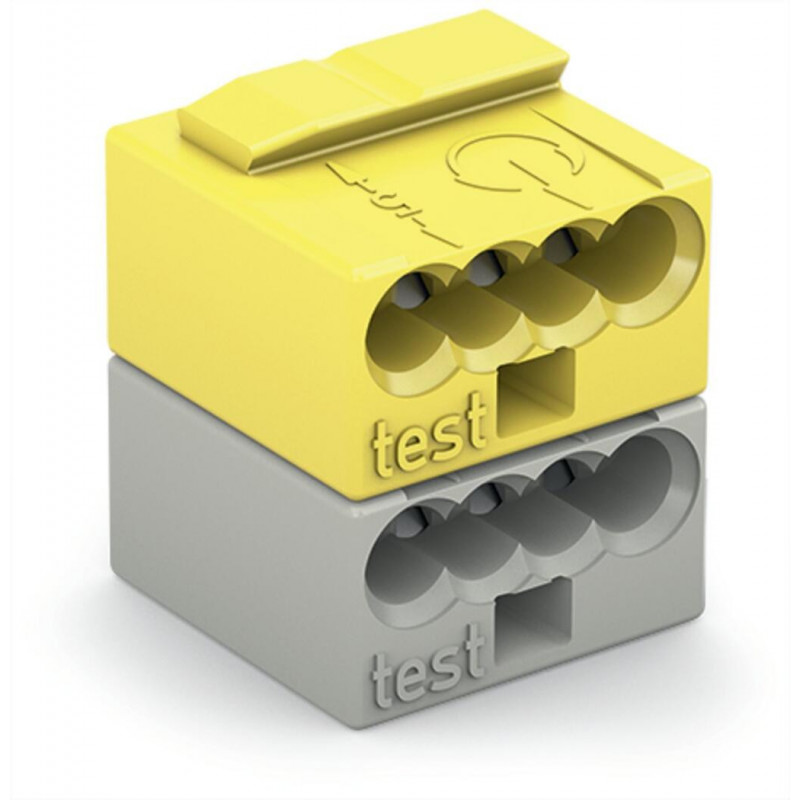 Bornes de connexion WAGO Connecteur femelle pour 4 conducteurs PUSH WIRE® Gris clair et Jaune - Boite de 50 - WAGO