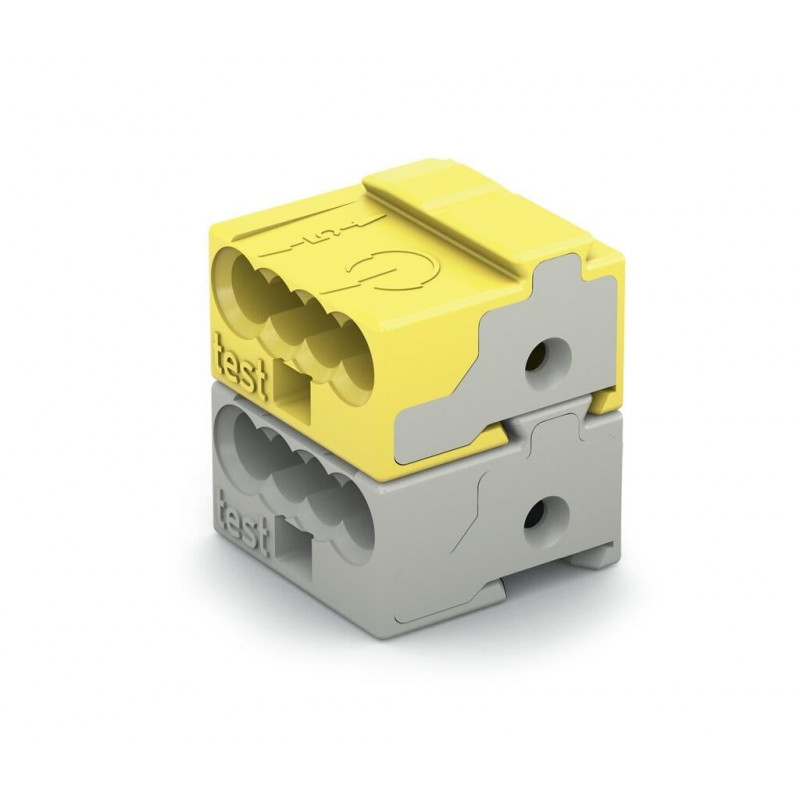 Bornes de connexion WAGO Connecteur femelle pour 4 conducteurs PUSH WIRE® Gris clair et Jaune - Boite de 50 - WAGO