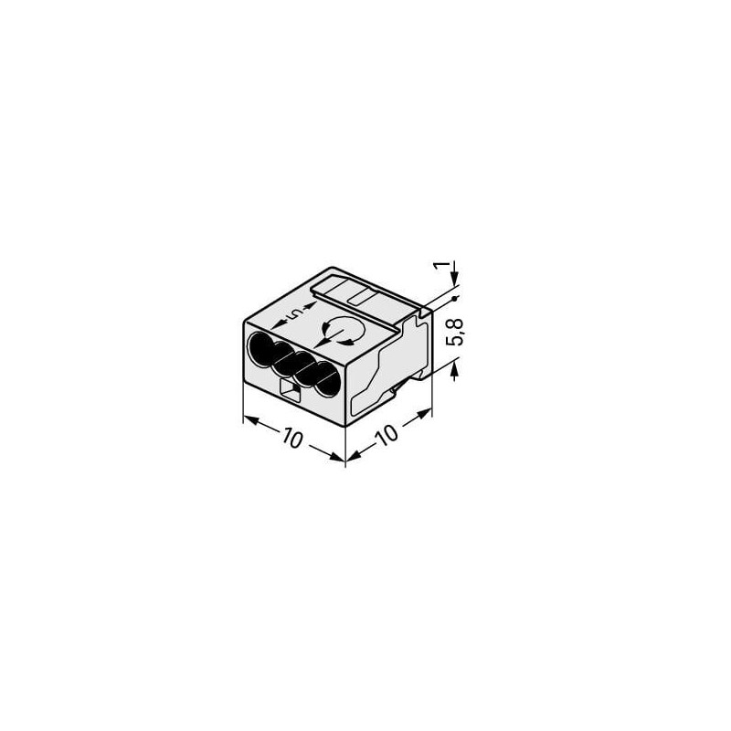 Bornes de connexion WAGO Borne micro pour boîte de dérivation 4 conducteurs / Gris clair - Boite de 100 - WAGO