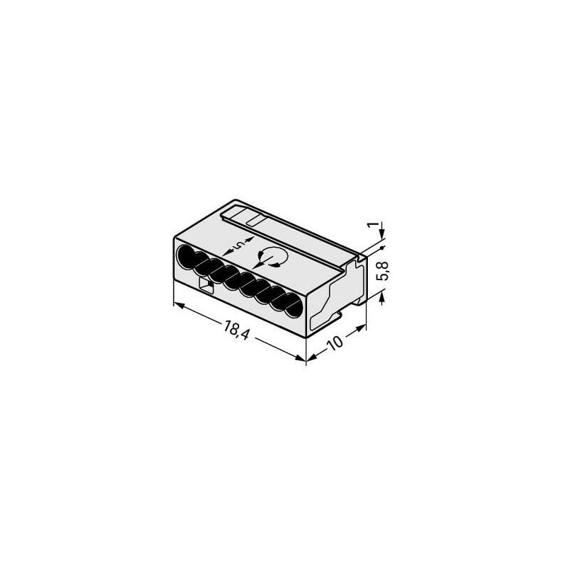 Bornes de connexion WAGO Borne micro pour boîte de dérivation 8 conducteurs / Gris clair - Boite de 50 - WAGO