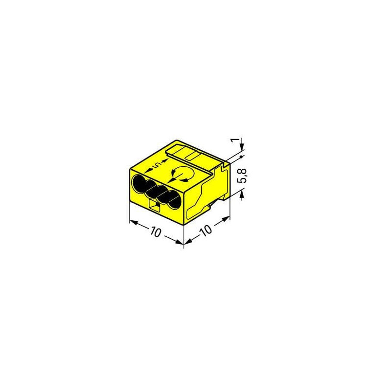 Bornes de connexion WAGO Borne micro pour boîte de dérivation 4 conducteurs / Jaune - Boite de 100 - WAGO