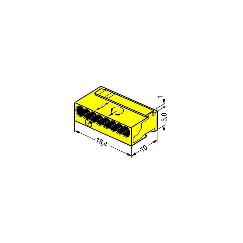 Bornes de connexion WAGO Borne micro pour boîte de dérivation 8 conducteurs / Jaune - Boite de 50 - WAGO