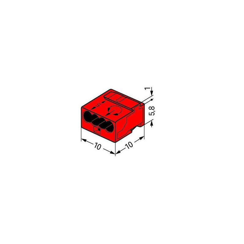 Bornes de connexion WAGO Borne micro pour boîte de dérivation 4 conducteurs / Rouge - Boite de 100 - WAGO