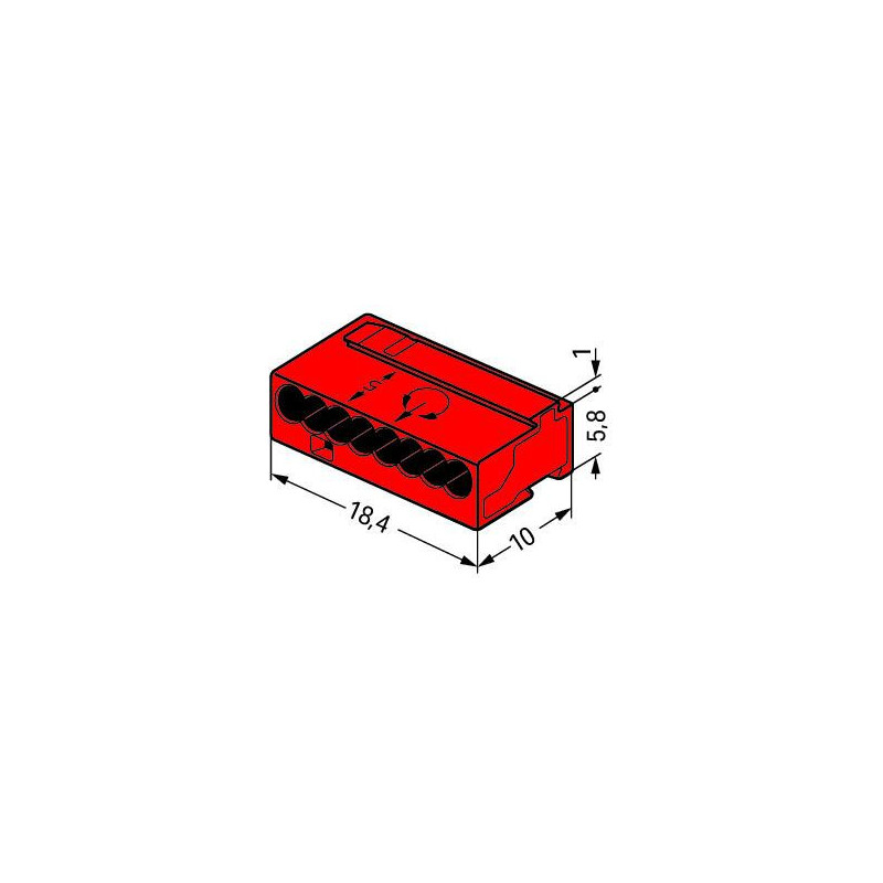 Bornes de connexion WAGO Borne micro pour boîte de dérivation 8 conducteurs / Rouge - Boite de 50 - WAGO