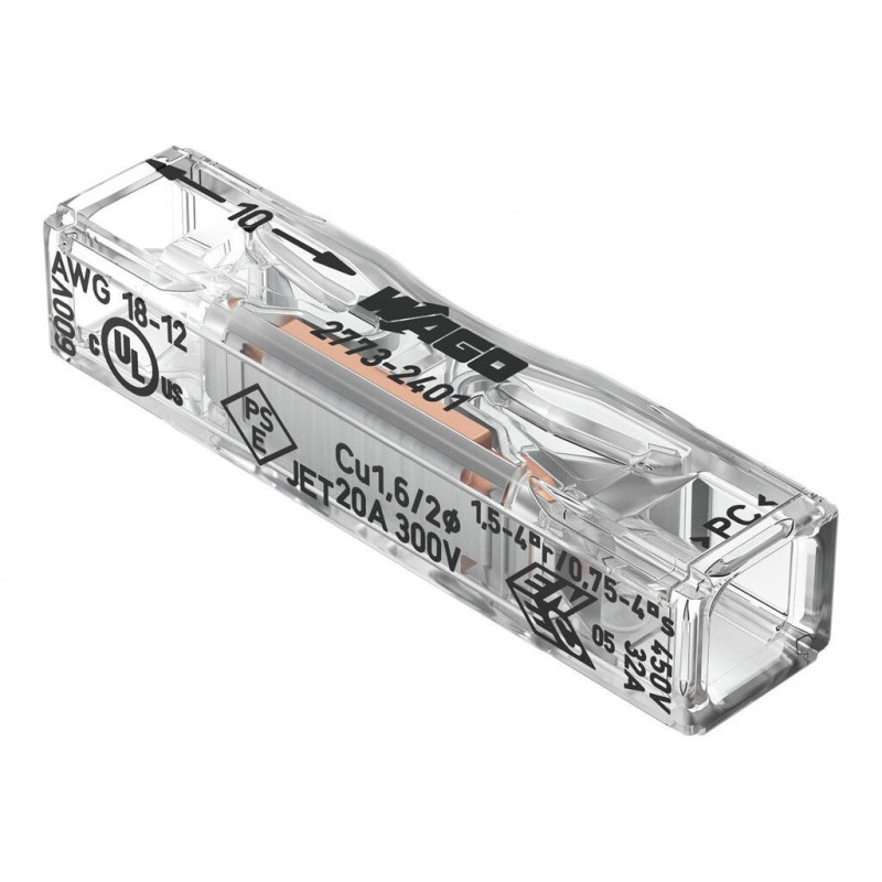 Bornes de connexion WAGO Borne WAGO 2773 Inline 2x4mm² rigide & semi-rigide - Boite de 100 - WAGO