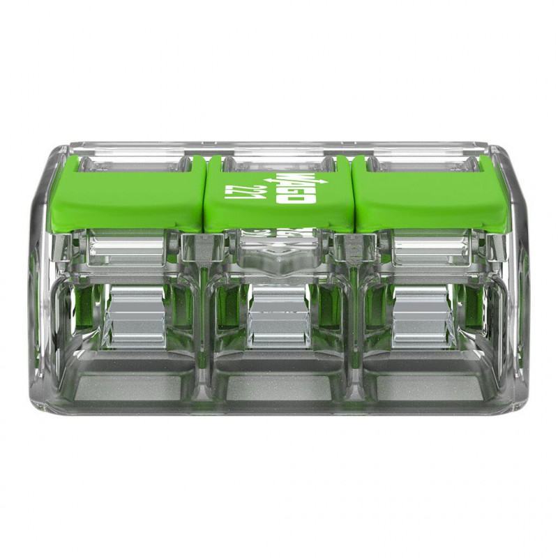 Bornes de connexion WAGO Borne WAGO 221 Green 3x4mm² à leviers souple & rigide - Boite de 50 - WAGO