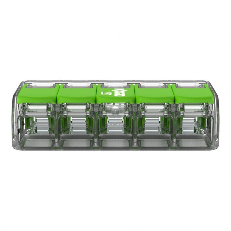 Bornes de connexion WAGO Borne WAGO 221 Green 5x4mm² à leviers souple & rigide - Boite de 25 - WAGO