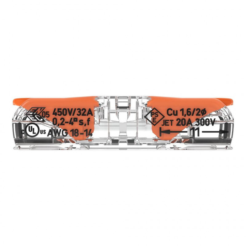 Bornes de connexion WAGO Borne WAGO 221 Inline 2x4mm² à leviers souple & rigide - Boite de 60 - WAGO