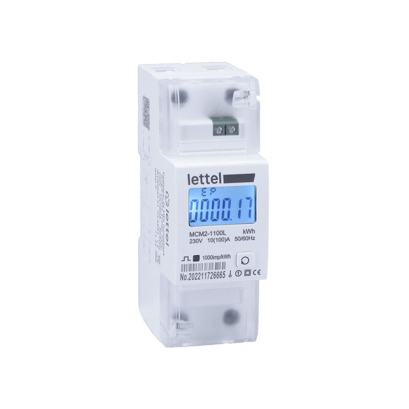 Compteurs d'énergie Compteur d'énergie monophasé 100A direct sortie impulsions. - LETTEL