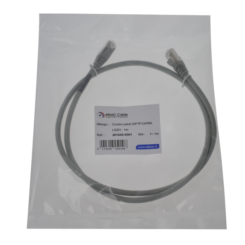 Com et sécurité - VDI Cordon PC S/FTP CAT6A AWG26 LSZH Gris - 261645X0003 - ELBAC