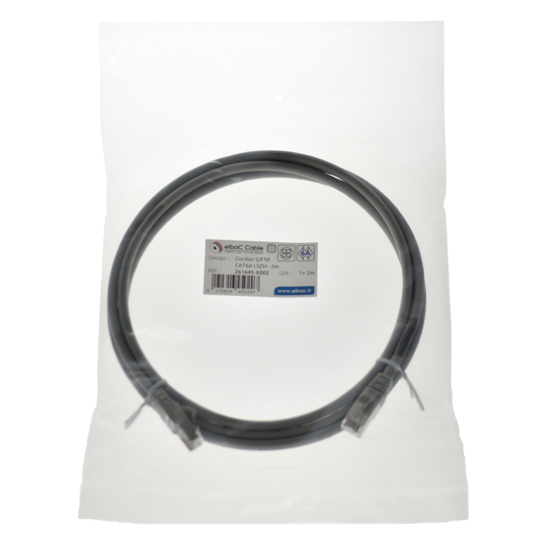 Com et sécurité - VDI Cordon PC S/FTP CAT6A AWG26 LSZH Gris - 261645X0003 - ELBAC