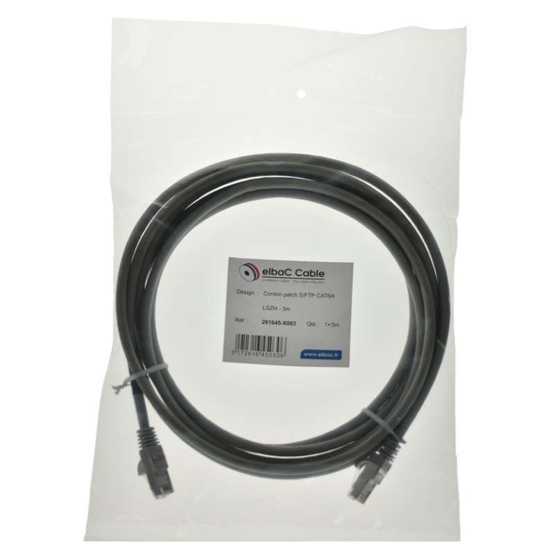 Com et sécurité - VDI Cordon PC S/FTP CAT6A AWG26 LSZH Gris - 261645X0003 - ELBAC
