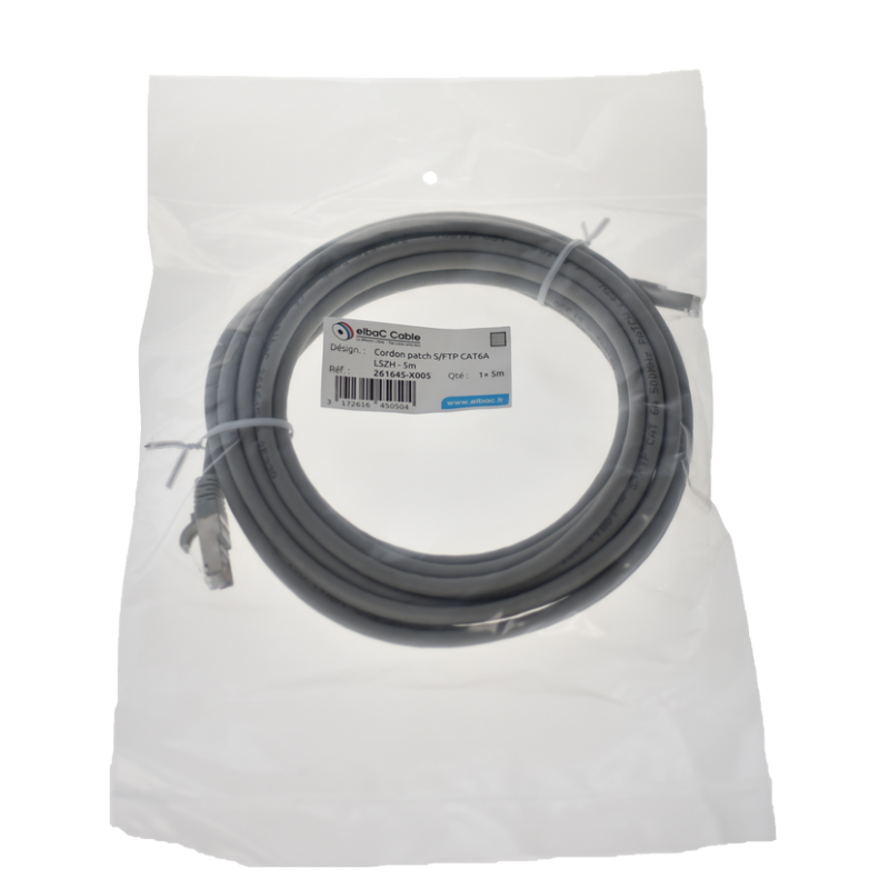 Com et sécurité - VDI Cordon PC S/FTP CAT6A AWG26 LSZH Gris - 261645X0003 - ELBAC