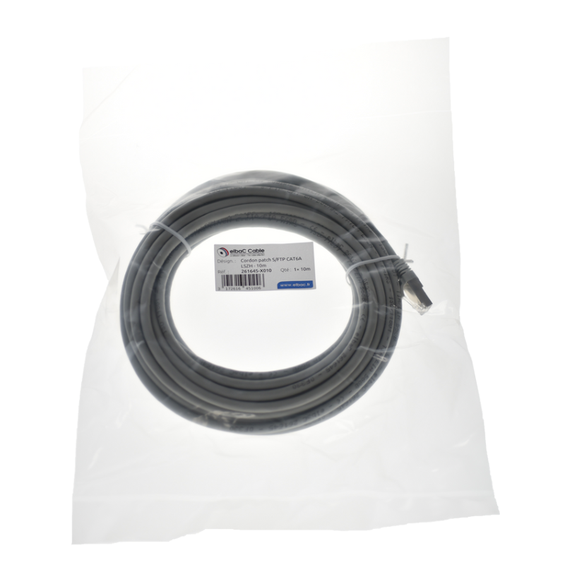 Com et sécurité - VDI Cordon PC S/FTP CAT6A AWG26 LSZH Gris - 261645X0003 - ELBAC