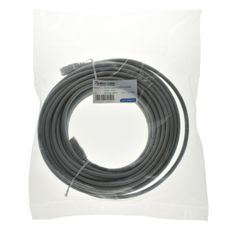 Com et sécurité - VDI Cordon PC S/FTP CAT6A AWG26 LSZH Gris - 261645X0003 - ELBAC