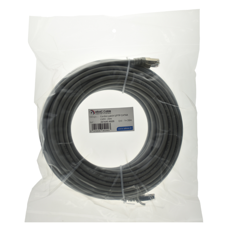 Com et sécurité - VDI Cordon PC S/FTP CAT6A AWG26 LSZH Gris - 261645X0003 - ELBAC