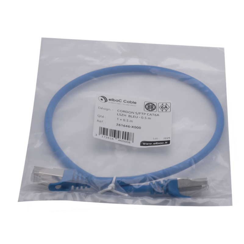 Com et sécurité - VDI Cordon PC S/FTP CAT6A AWG26 LSZH Bleu - 261646X0003 - ELBAC