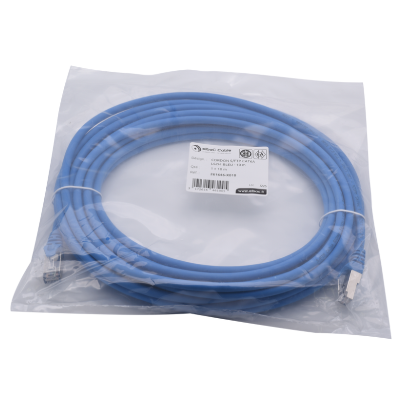 Com et sécurité - VDI Cordon PC S/FTP CAT6A AWG26 LSZH Bleu - 261646X0003 - ELBAC