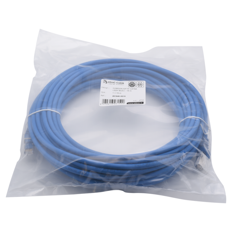 Com et sécurité - VDI Cordon PC S/FTP CAT6A AWG26 LSZH Bleu - 261646X0003 - ELBAC