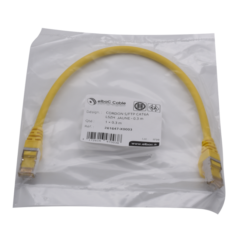 Com et sécurité - VDI Cordon PC S/FTP CAT6A AWG26 LSZH Jaune - 261647X0003 - ELBAC