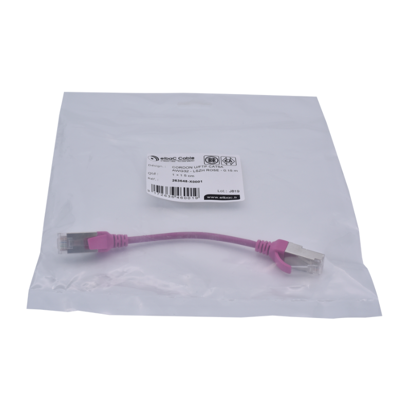 Com et sécurité - VDI Cordon PC U/FTP CAT6A AWG32 LSZH Rose - 263648X0001 - ELBAC Com et sécurité - VDI Cordon PC U/FTP CAT6A AWG32 LSZH Rose - 263648X0001 - ELBAC