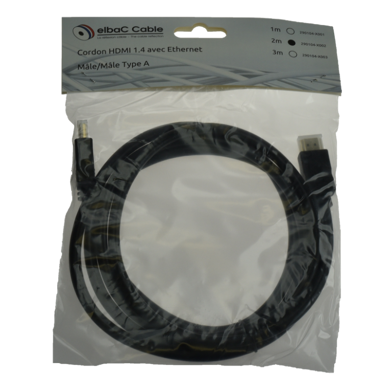 Com et sécurité - Courants faibles Câble multimédia HDMI 1.4V 2M - 290104X002 - ELBAC