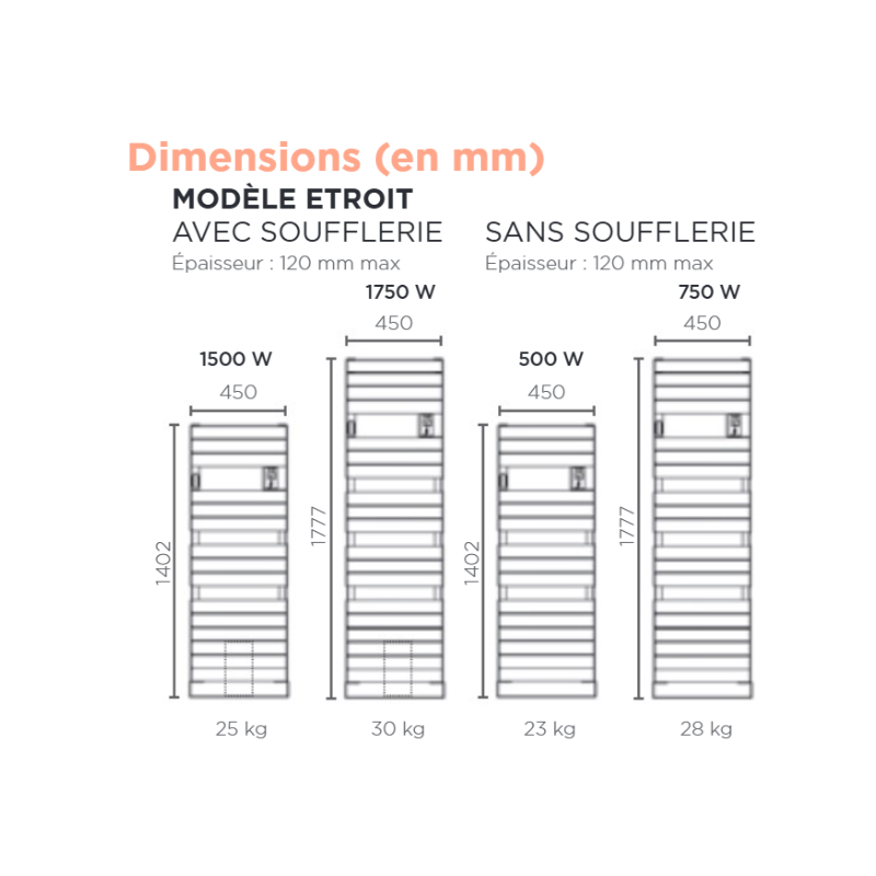 Sèche-serviettes électrique RIVIERA 2 ÉTROIT Sèche-serviettes 500W - THERMOR