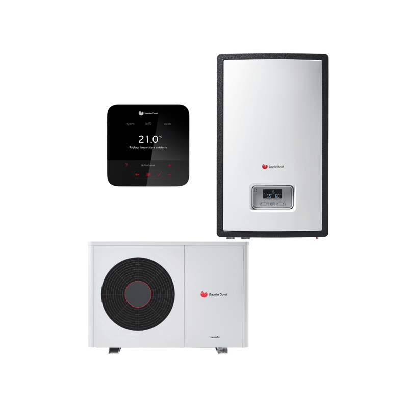 PAC A/E - Ensemble UI/UE GENIA AIR MAX 4 Ensemble PAC A/E Monobloc et Module hydraulique mural + MiPro Sense radio - SAUNIER ...