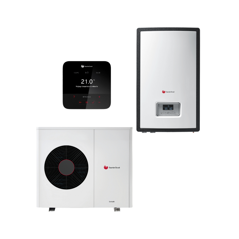 PAC A/E - Ensemble UI/UE GENIA AIR MAX 8 Ensemble PAC A/E Monobloc et Module hydraulique mural + MiPro Sense radio - SAUNIER ...