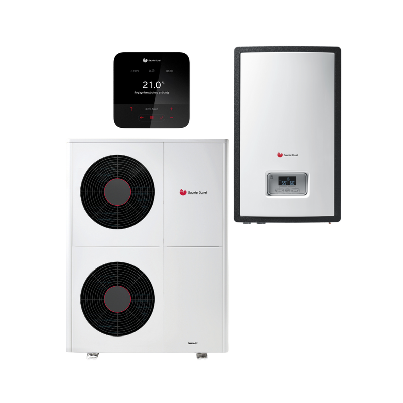 PAC A/E - Ensemble UI/UE GENIA AIR MAX 15 Ensemble PAC A/E Monobloc et Module hydraulique mural + MiPro Sense radio - SAUNIER...