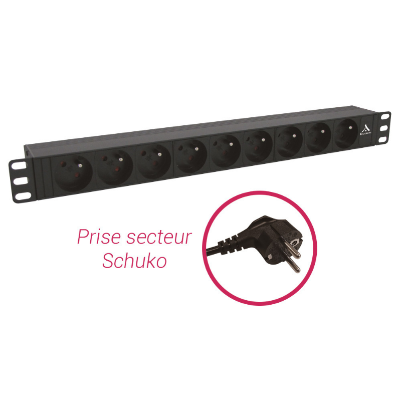 Accessoires pour baies Bandeau PDU 19'' 1U, 9 prises FR sans interrupteur - 71284 - SOCAMONT