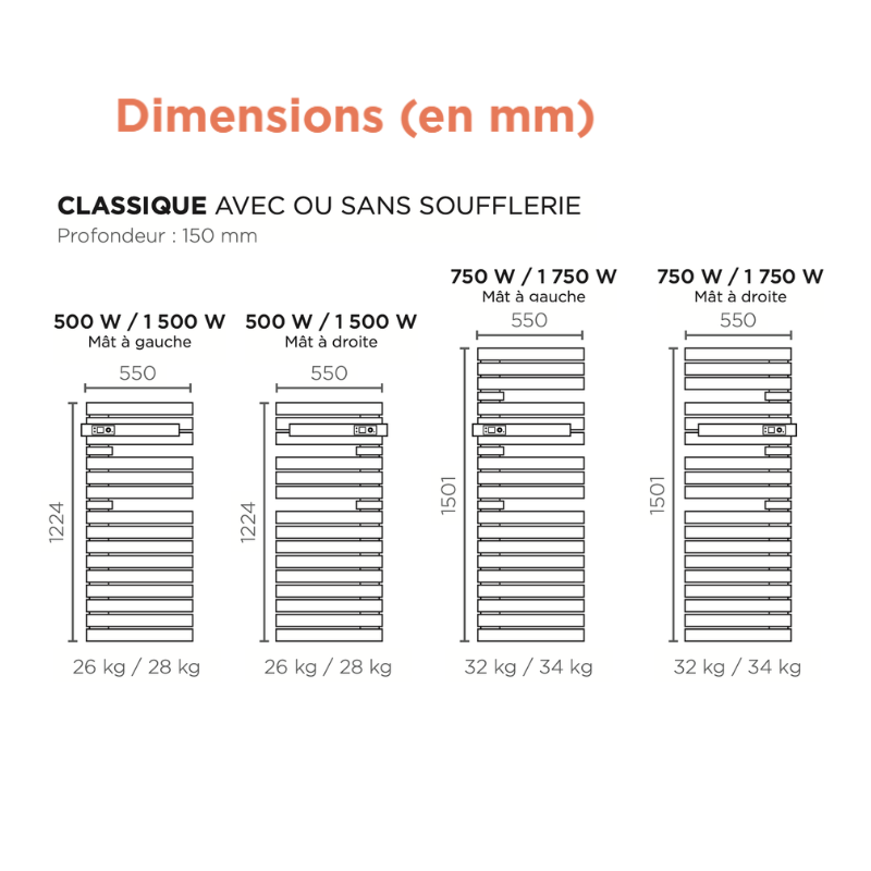 Sèche-serviettes électrique ALLURE 3 Sèche-serviettes 750W - mat à droite chêne - THERMOR